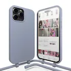 xoxo Wildhearts xoxo Wildhearts iPhone 15 Pro silicone hoesje met koord (grijsblauw)