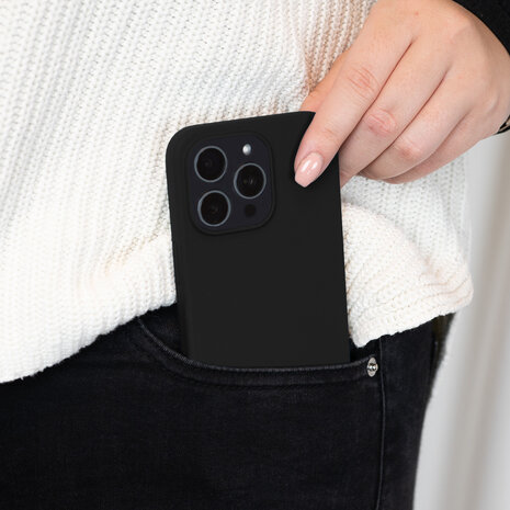 Coverzs Coverzs iPhone 15 Pro Max Solid silicone hoesje (zwart)