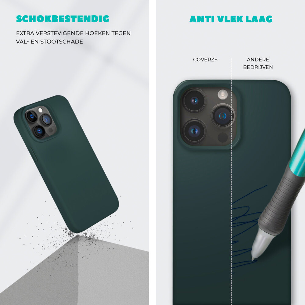 ShieldCase® Coverzs iPhone 15 Pro Max Solid silicone hoesje (donkergroen)