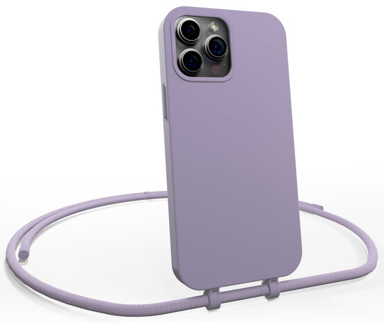 Coverzs Coverzs iPhone 15 Pro silicone hoesje met koord (paars)