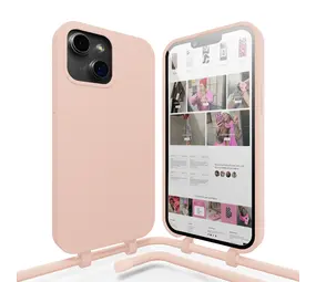 xoxo Wildhearts xoxo Wildhearts iPhone 15 silicone hoesje met koord (roze)