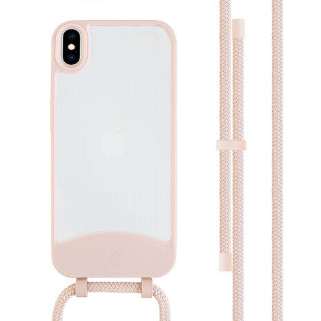 Coverzs Coverzs iPhone X Mat hoesje met koord (roze)