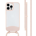 Coverzs Coverzs iPhone 14 Pro Max Mat hoesje met koord (roze)