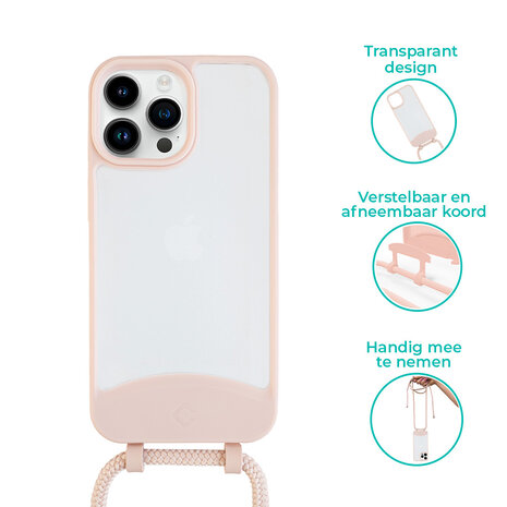 Coverzs Coverzs iPhone 14 Pro Max Mat hoesje met koord (roze) Coverzs Coverzs iPhone 14 Pro Max Mat hoesje met koord (roze)