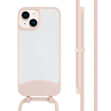 Coverzs iPhone 13 Mat hoesje met koord (roze) Coverzs iPhone 13 Mat hoesje met koord (roze)