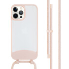 Coverzs Coverzs iPhone 12 Pro Mat hoesje met koord (roze)