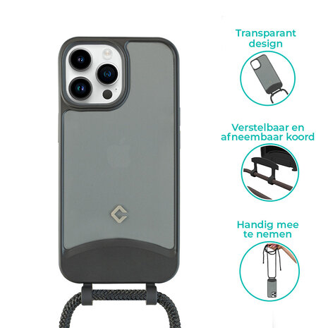 Coverzs Coverzs iPhone XR Mat hoesje met koord (zwart) Coverzs Coverzs iPhone XR Mat hoesje met koord (zwart)