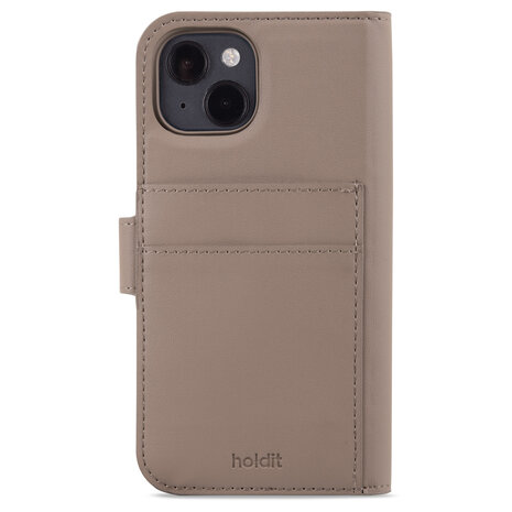 Holdit Holdit iPhone 14 2in1 siliconen & vegan leren bookcase (bruin)