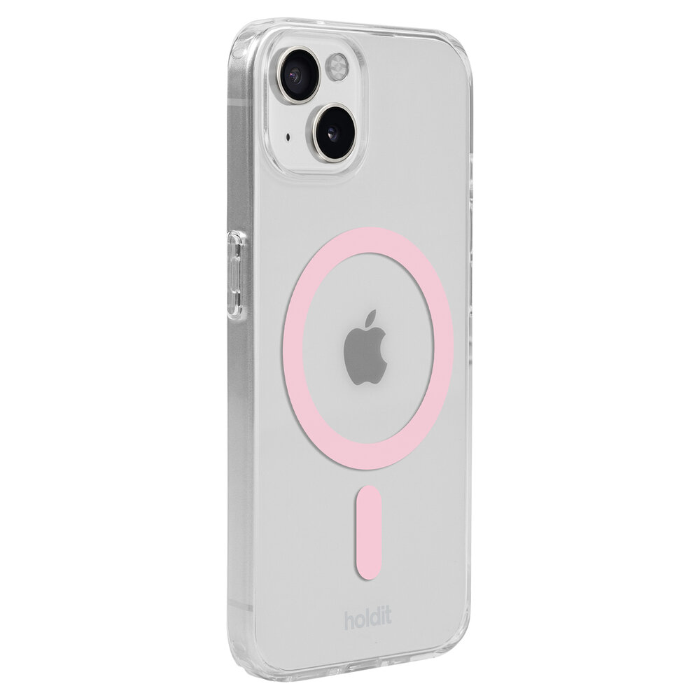 Holdit Holdit iPhone 14 siliconen MagSafe hoesje (transparant/roze)