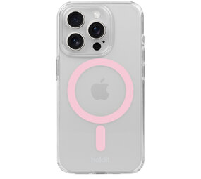Holdit Holdit iPhone 15 Pro Max siliconen MagSafe hoesje (transparant/roze)