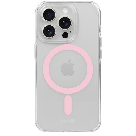 Holdit Holdit iPhone 15 Pro Max siliconen MagSafe hoesje (transparant/roze)