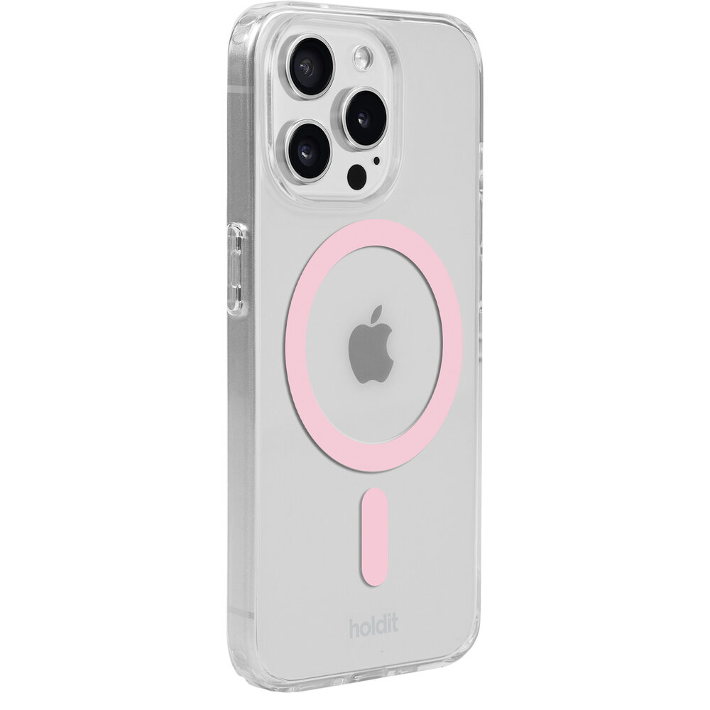 Holdit Holdit iPhone 15 Pro Max siliconen MagSafe hoesje (transparant/roze)