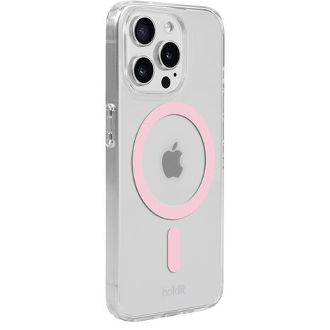 Holdit Holdit iPhone 15 Pro Max siliconen MagSafe hoesje (transparant/roze)