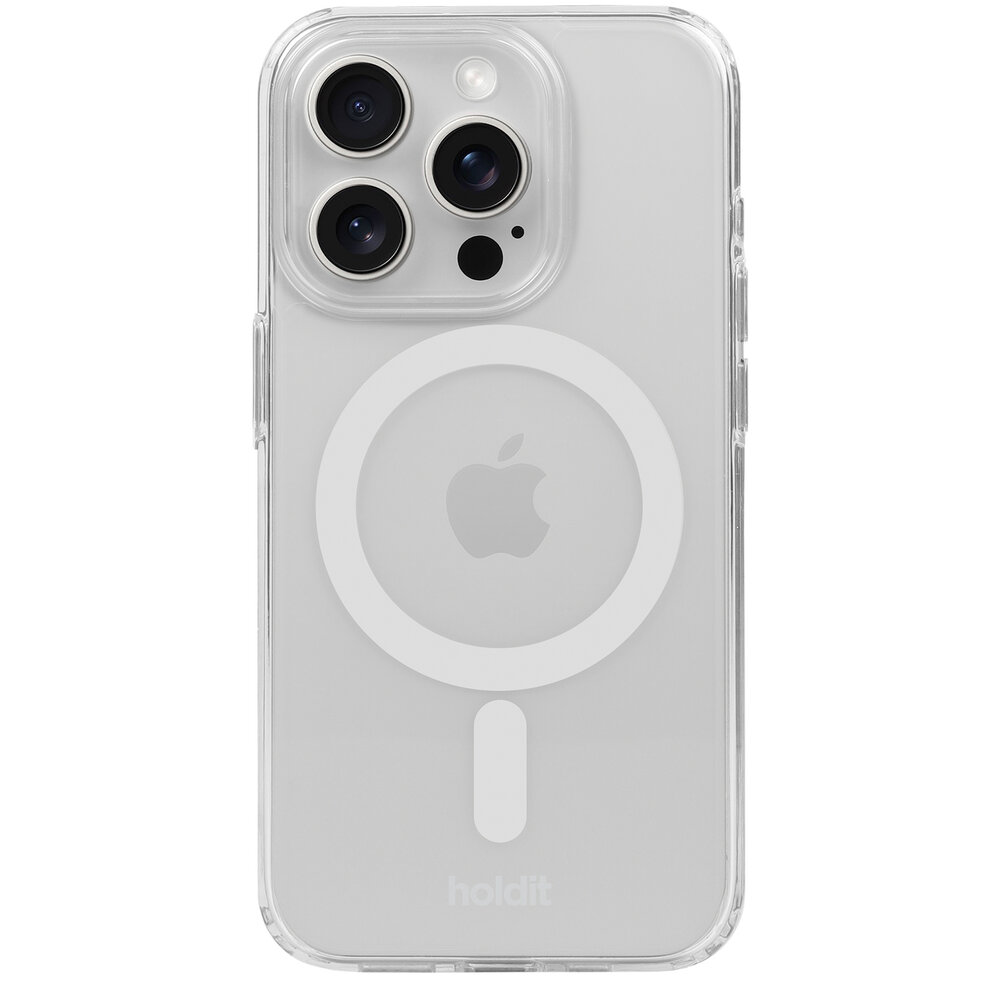 Holdit Holdit iPhone 15 Pro siliconen MagSafe hoesje (transparant/wit)