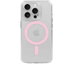 Holdit Holdit iPhone 15 Pro siliconen MagSafe hoesje (transparant/roze)