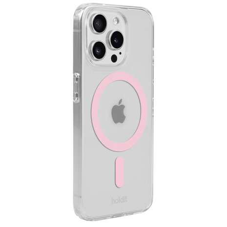 Holdit Holdit iPhone 15 Pro siliconen MagSafe hoesje (transparant/roze)