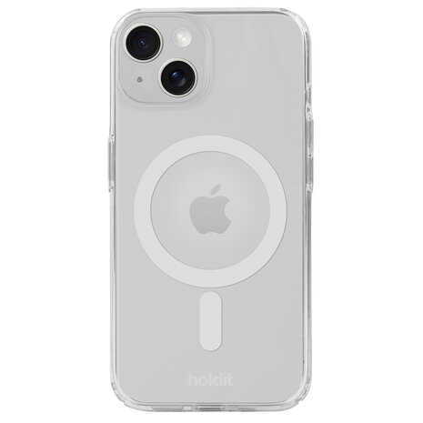 Holdit Holdit iPhone 15 siliconen MagSafe hoesje (transparant/wit)