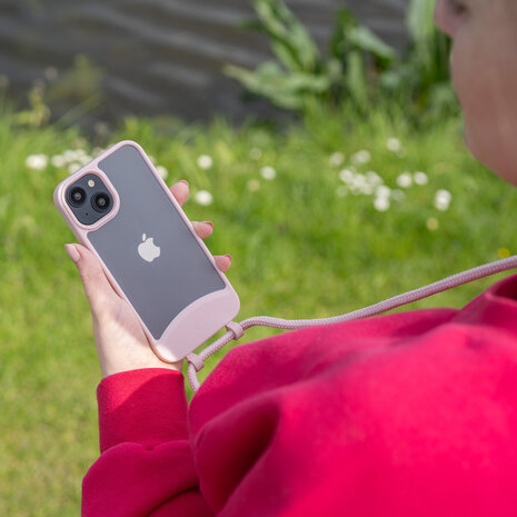 Coverzs Coverzs iPhone X Mat hoesje met koord (roze)