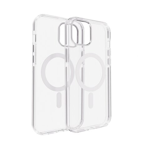 Coverzs Coverzs iPhone 14 Clear metallic case met MagSafe (zilver)