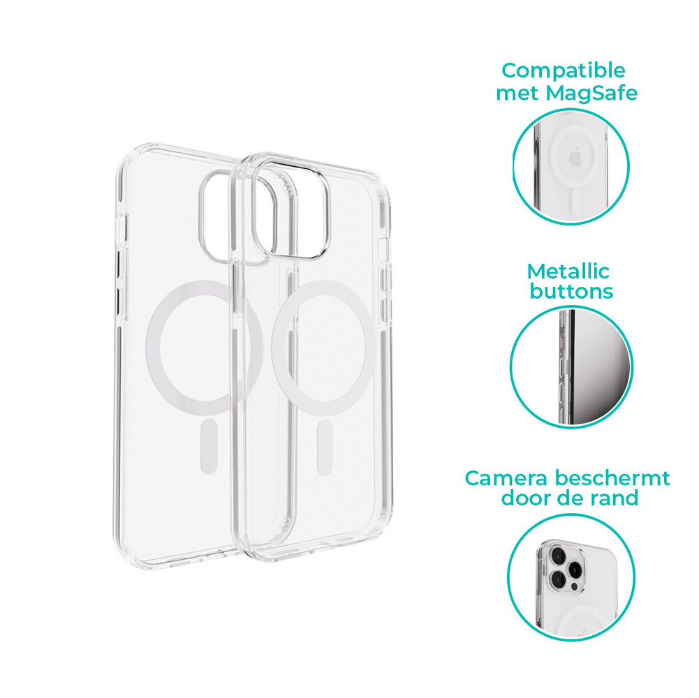 Coverzs Coverzs iPhone 12 Pro Max Clear metallic case met MagSafe (zilver) Coverzs Coverzs iPhone 12 Pro Max Clear metallic case met MagSafe (zilver)
