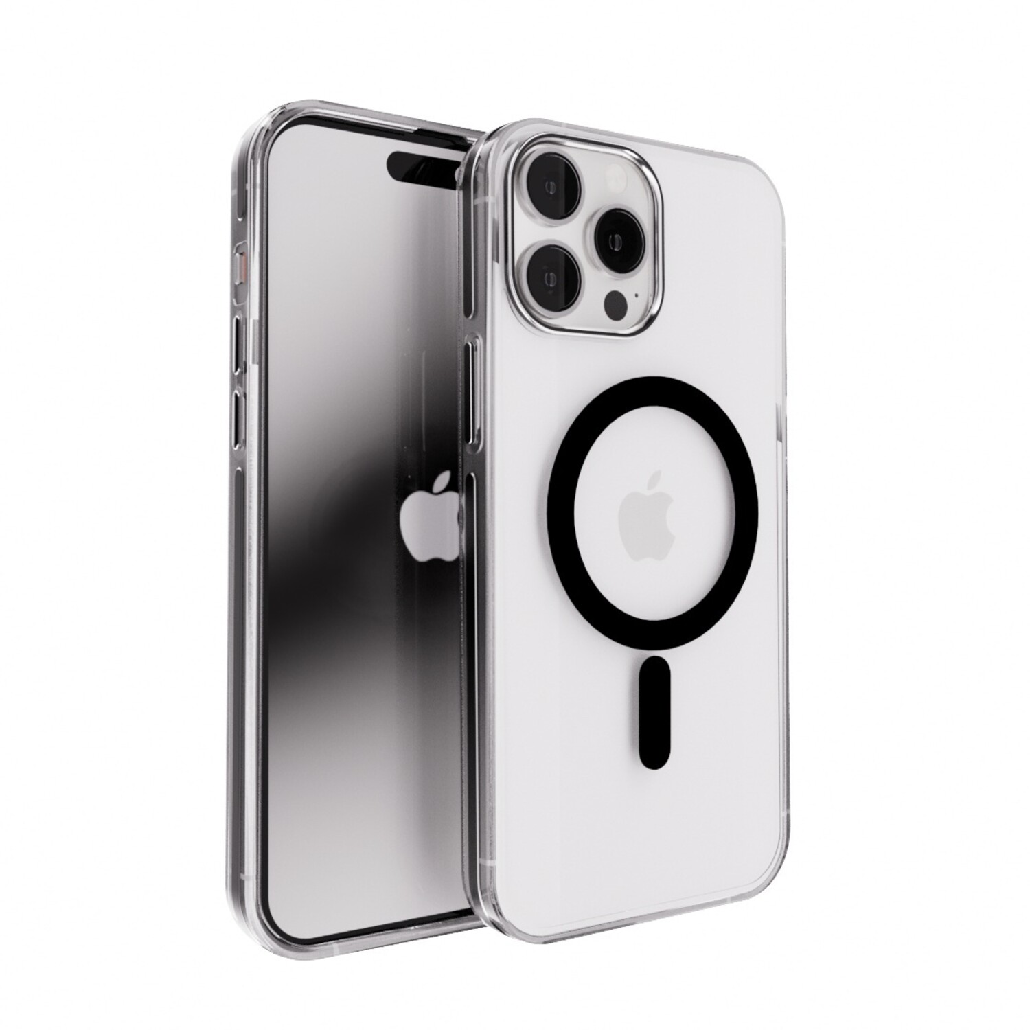 iPhone 14 Pro Max Clear metallic case met MagSafe (zwart) - Phone