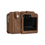 ShieldCase® Samsung Galaxy Z Flip 6 / Z Flip 7 FE leren hoesje met afneembare portemonnee (bruin)