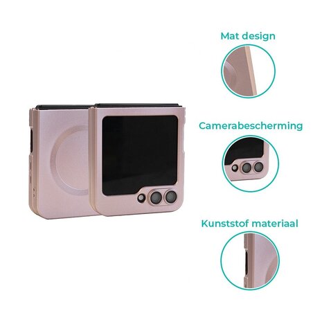 ShieldCase® ShieldCase Samsung Galaxy Z Flip 6 / Z Flip 7 FE mat hoesje met camera cover (roze)