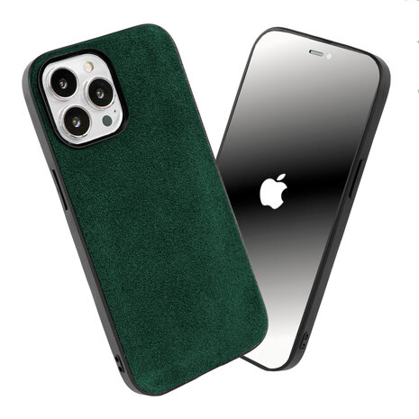 Coverzs Coverzs iPhone 14 Pro Max Alcantara & TPU MagSafe hoesje (donkergroen) Coverzs Coverzs iPhone 14 Pro Max Alcantara & TPU MagSafe hoesje (donkergroen)