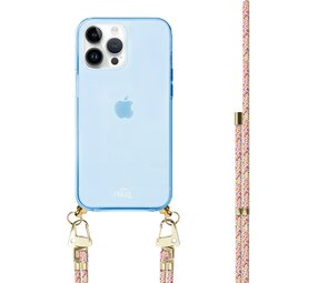xoxo Wildhearts iPhone 15 Pro Max blauw hoesje met Rainbow Vibes koord xoxo Wildhearts iPhone 15 Pro Max blauw hoesje met Rainbow Vibes koord