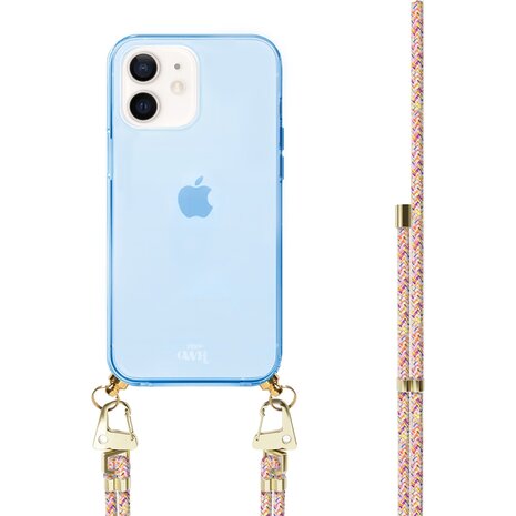 xoxo Wildhearts xoxo Wildhearts iPhone 12 blauw hoesje met Rainbow Vibes koord xoxo Wildhearts xoxo Wildhearts iPhone 12 blauw hoesje met Rainbow Vibes koord