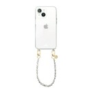 xoxo Wildhearts iPhone 14 Plus transparant hoesje met kort Pearlfection koord