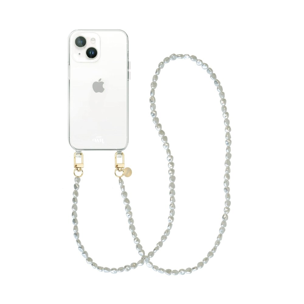 xoxo Wildhearts iPhone 15 Plus transparant hoesje met lang Pearlfection koord xoxo Wildhearts iPhone 15 Plus transparant hoesje met lang Pearlfection koord