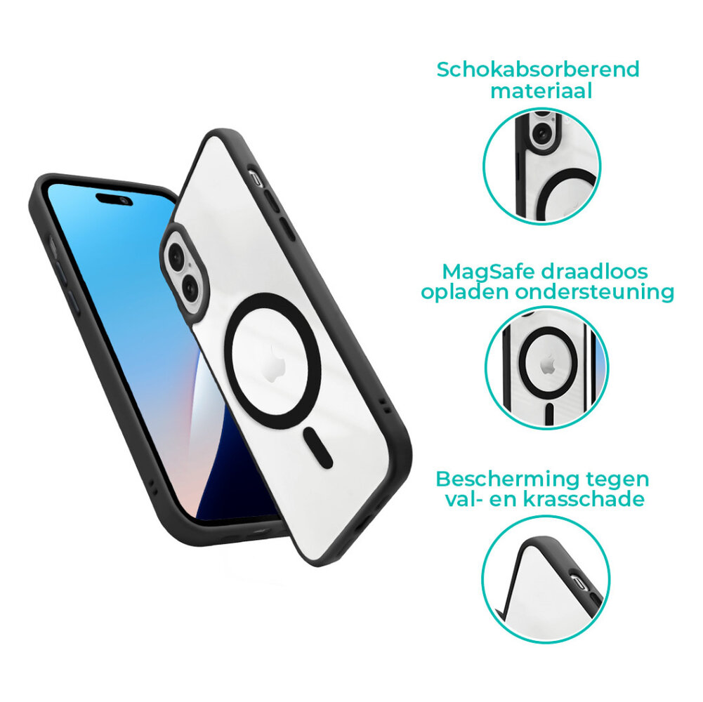 ShieldCase® ShieldCase iPhone 16 MagSafe hoesje met gekleurde rand (zwart) ShieldCase® ShieldCase iPhone 16 MagSafe hoesje met gekleurde rand (zwart)
