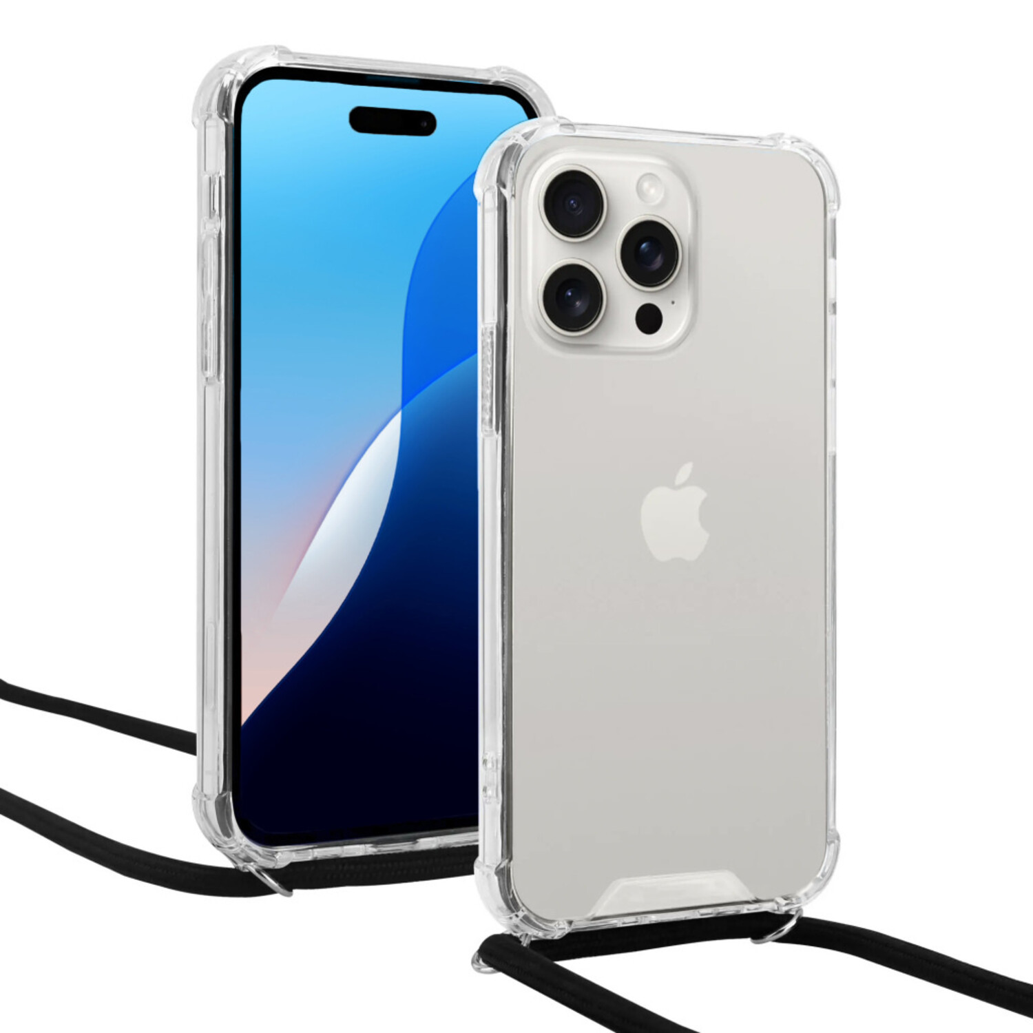 iPhone 16 Pro Max shock case met koord (transparant) kopen