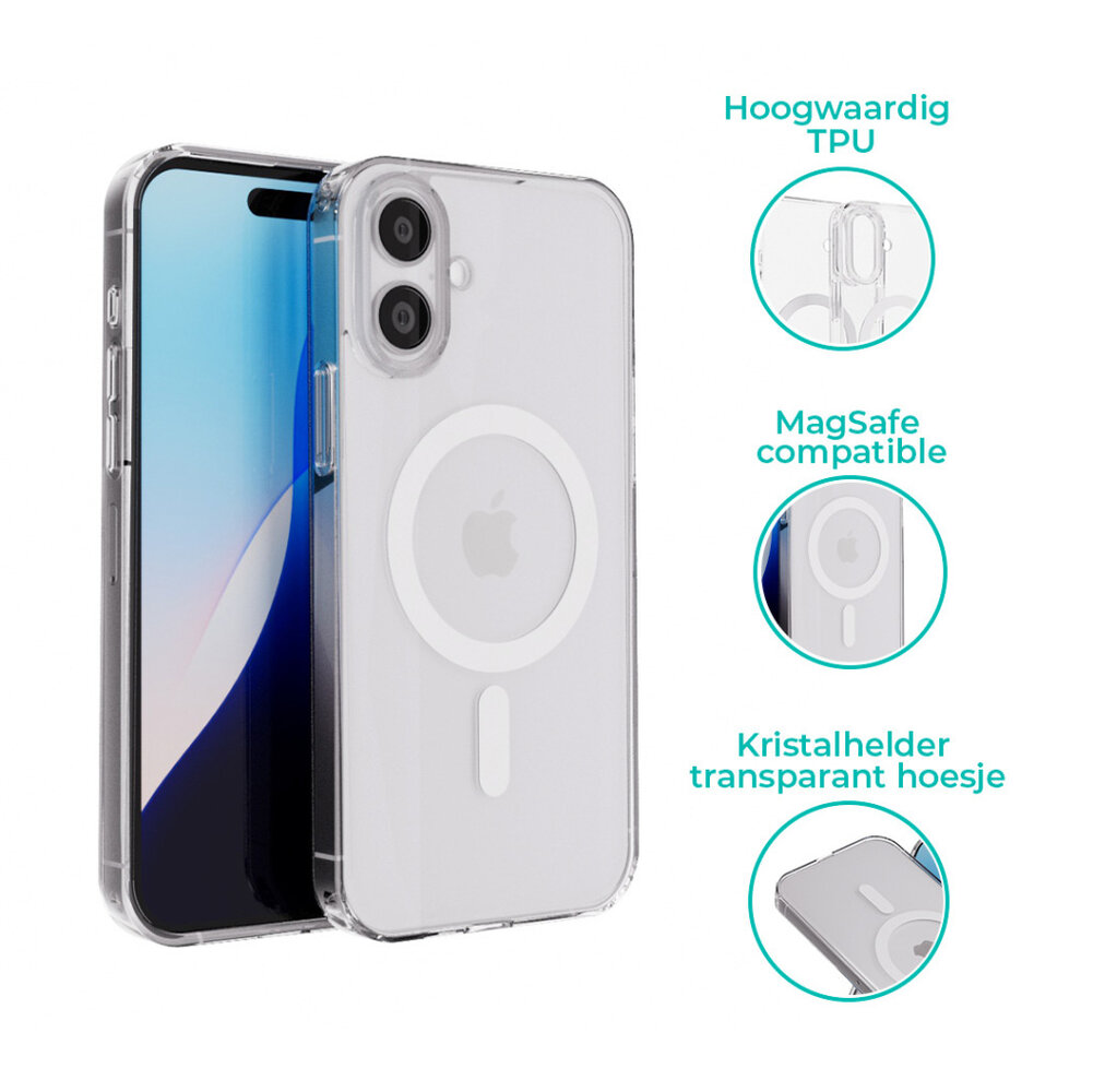 Coverzs Coverzs iPhone 16 TPU & Acrylic MagSafe case (transparant) Coverzs Coverzs iPhone 16 TPU & Acrylic MagSafe case (transparant)