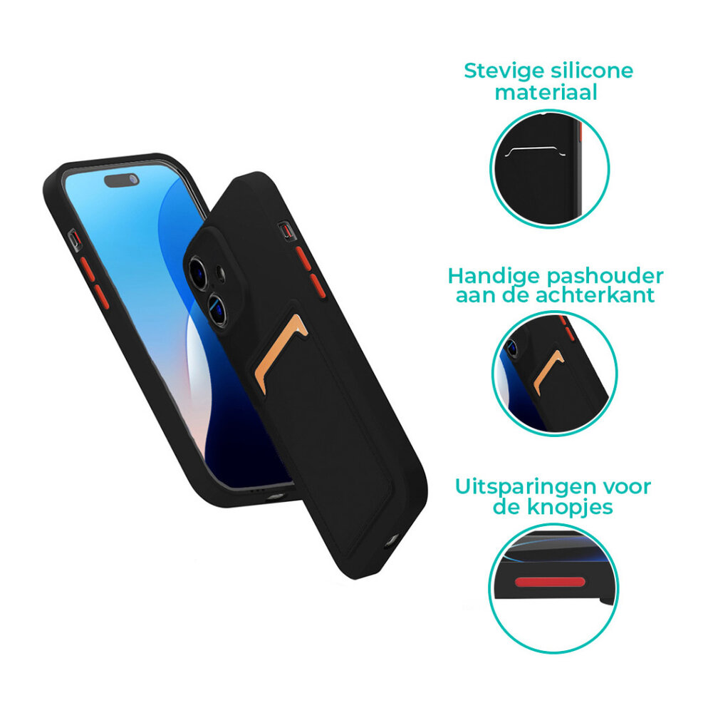 ShieldCase® ShieldCase iPhone 16 back cover met pasjeshouder (zwart) ShieldCase® ShieldCase iPhone 16 back cover met pasjeshouder (zwart)