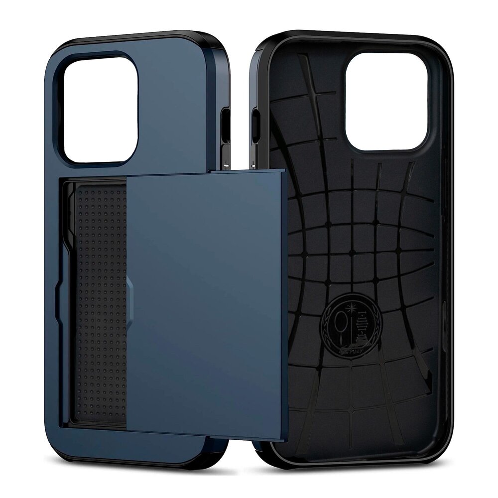 ShieldCase® ShieldCase iPhone 16 Pro kaarthouder case met slider (donkerblauw) ShieldCase® ShieldCase iPhone 16 Pro kaarthouder case met slider (donkerblauw)