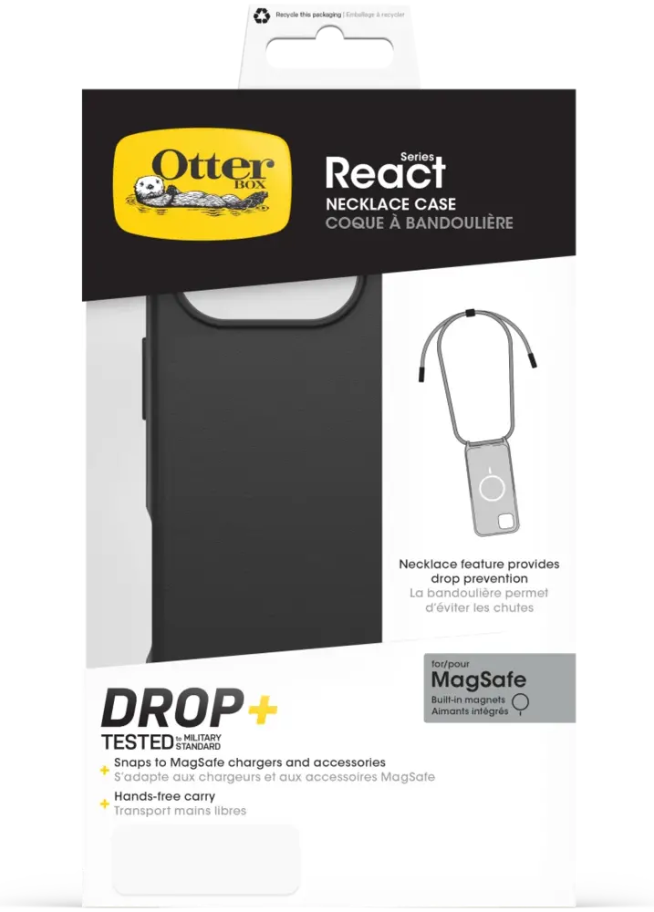 Otterbox OtterBox iPhone 16 Pro React MagSafe hoesje met koord (zwart) Otterbox OtterBox iPhone 16 Pro React MagSafe hoesje met koord (zwart)