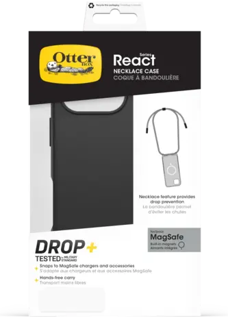 Otterbox OtterBox iPhone 16 Pro React MagSafe hoesje met koord (zwart) Otterbox OtterBox iPhone 16 Pro React MagSafe hoesje met koord (zwart)