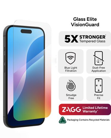 ZAGG InVisibleShield iPhone 15/16 Glass Elite Vision Guard screenprotector ZAGG InVisibleShield iPhone 15/16 Glass Elite Vision Guard screenprotector