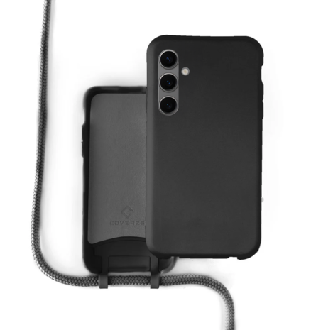 Coverzs Coverzs Samsung Galaxy S23 Ultra siliconen hoesje met koord (zwart)