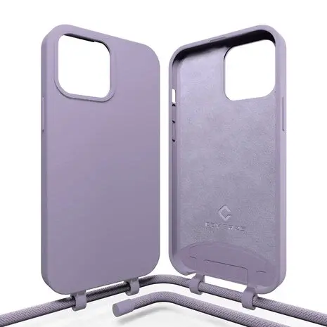 Coverzs Coverzs iPhone 16 Pro siliconen hoesje met koord (paars)
