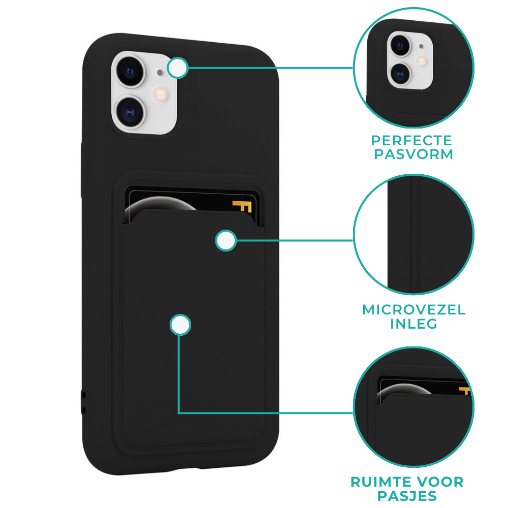 ShieldCase® ShieldCase iPhone 11 siliconen hoesje met pasjeshouder (zwart)