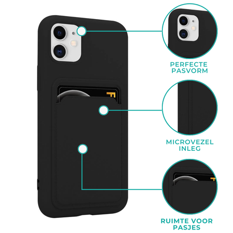ShieldCase® ShieldCase iPhone 11 siliconen hoesje met pasjeshouder (zwart)