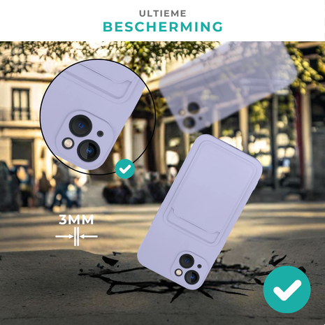 ShieldCase® ShieldCase iPhone 13 siliconen hoesje met pasjeshouder (Paars)