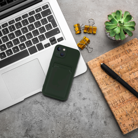 ShieldCase® ShieldCase iPhone 13 siliconen hoesje met pasjeshouder (donkergroen)