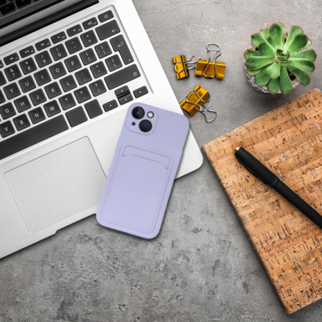 ShieldCase® ShieldCase iPhone 13 siliconen hoesje met pasjeshouder (Paars)