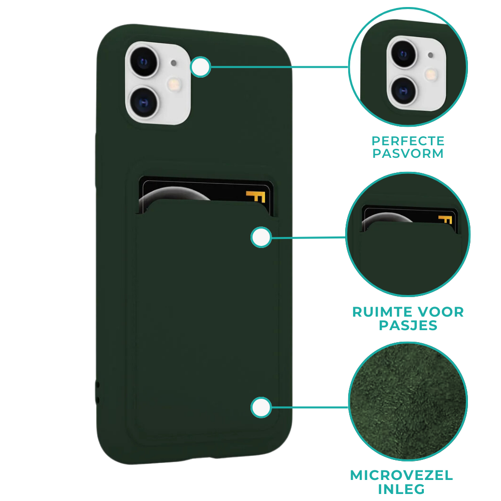 ShieldCase® ShieldCase iPhone 11 siliconen hoesje met pasjeshouder (donkergroen)