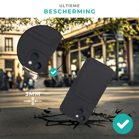 ShieldCase® ShieldCase iphone 13 Mini siliconen hoesje met pasjeshouder (Donkerblauw)