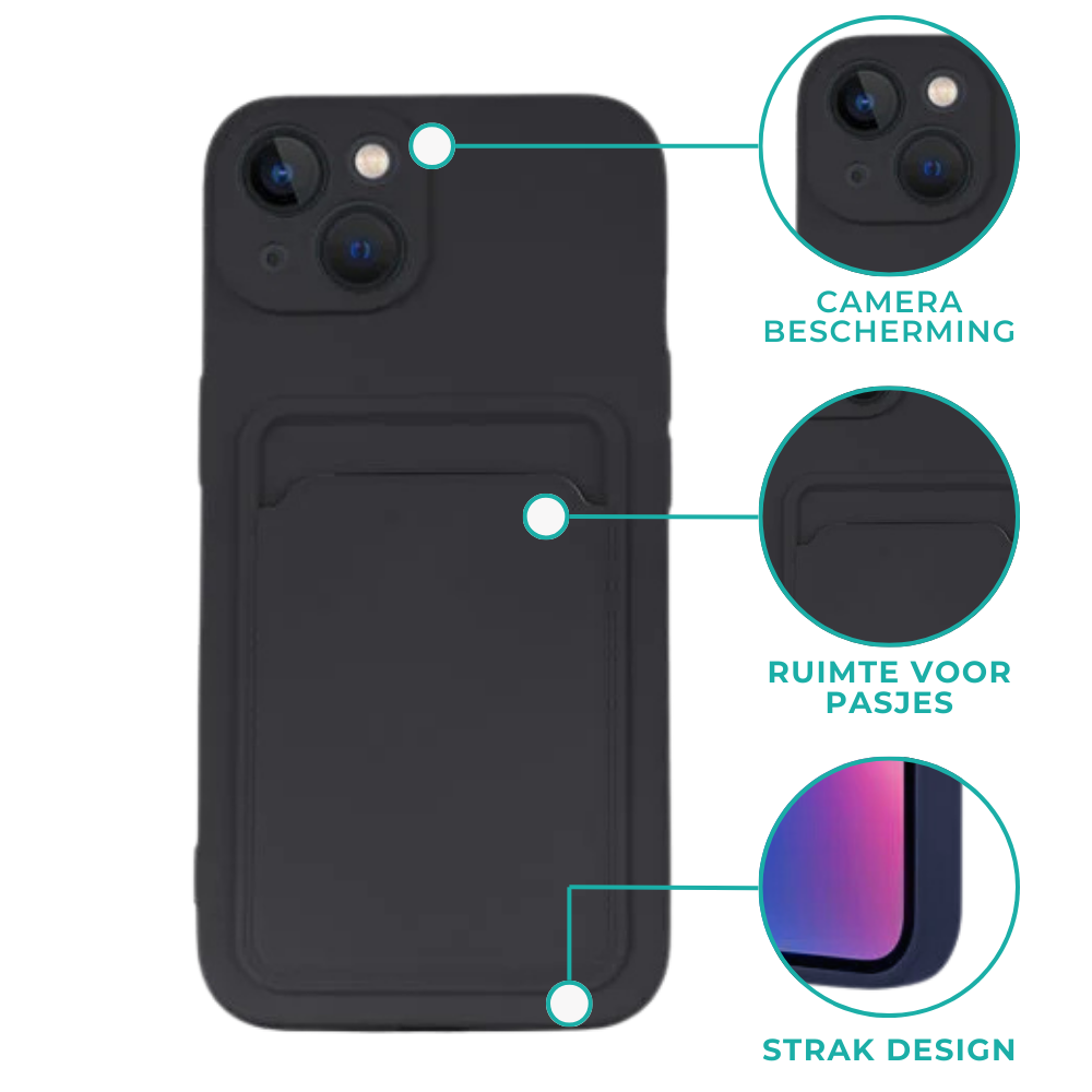 ShieldCase® ShieldCase iphone 13 Mini siliconen hoesje met pasjeshouder (Donkerblauw)